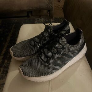 Adidas Black and White Sneakers with Knit Mesh Upper